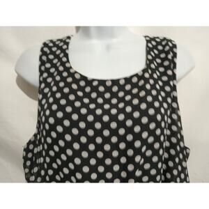Paper Doll 2X Black White Polka Dots Midi Lined Sleeveless Sundress